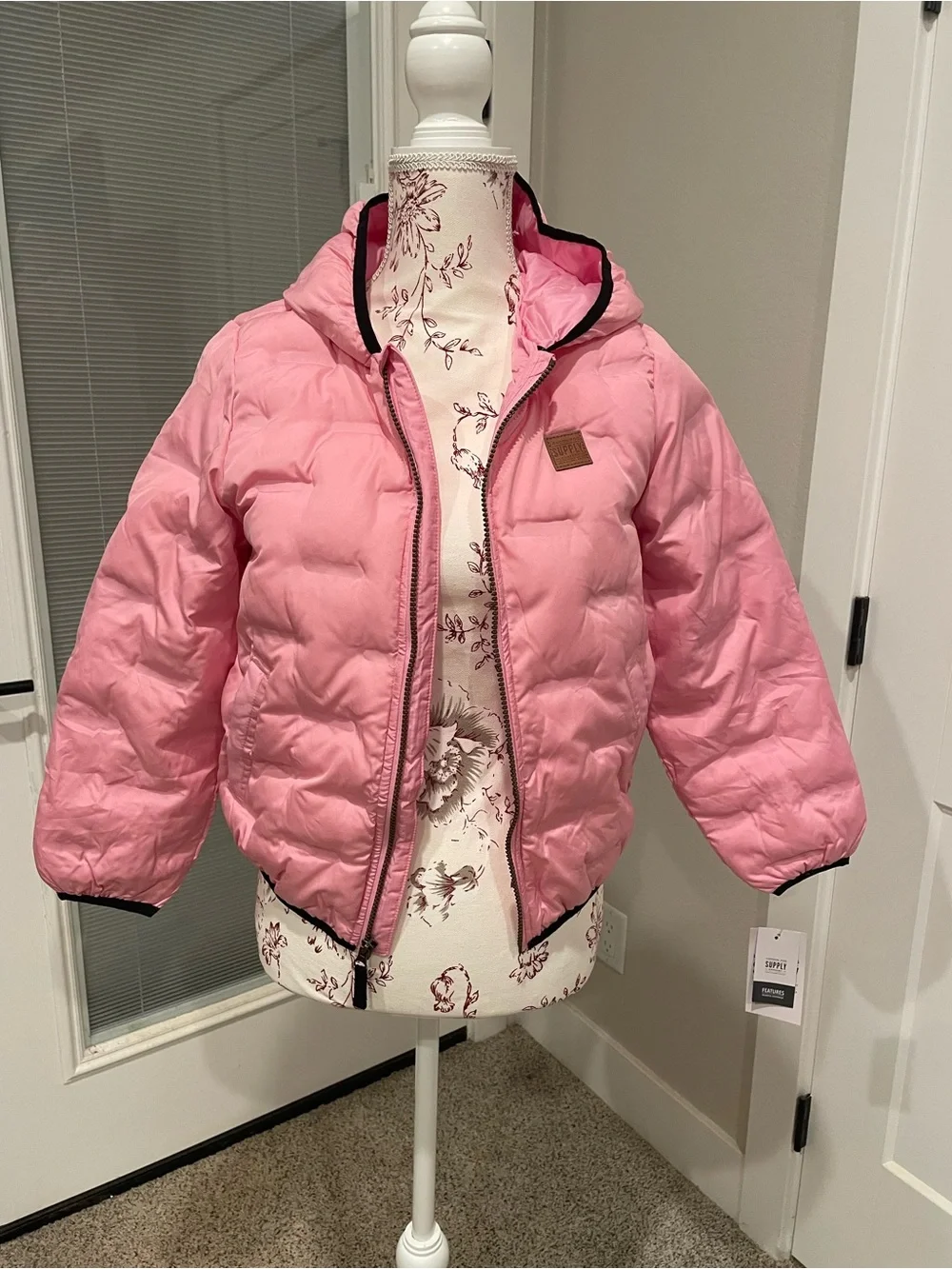 London Fog Girls' Bubble Pink Hooded Puffer Jacket